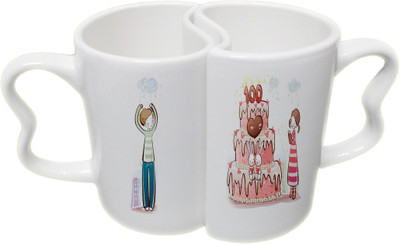 

Ucard Valentines Day Love Birthday Couple Bone China, Ceramic, Porcelain Mug(325 ml), Multicolor