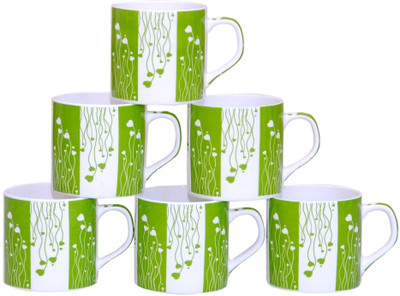 

Pearl 488 Bone China(Green, White, Pack of 6)