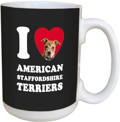 

Tree Free Greetings LM44992 I Heart American Staffordshire Terriers Ceramic with Full-Sized Handle, 15-Ounce, Tan/Black/White Ceramic Mug(60 ml), Multicolor