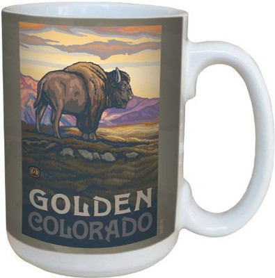 

Tree-Free Greetings Greetings lm43148 Vintage Golden Colorado Buffalo by Paul A. Lanquist Ceramic with Full-Sized Handle, 15-Ounce, Multicolored Ceramic Mug(60 ml), Multicolor