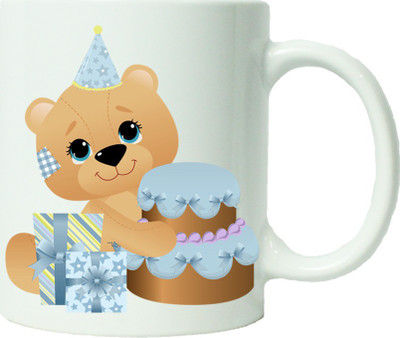 

Maison N Mode Birth Day Teddy Coffee Ceramic Mug(330 ml), Multicolor
