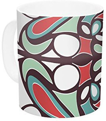 

Kess InHouse InHouse Miranda Mol Brown Round Tiles Ceramic Coffee, 11 oz, Multicolor Ceramic Mug(60 ml)