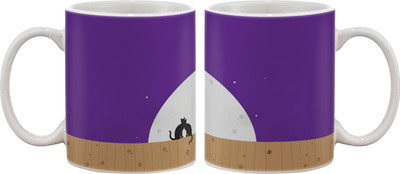 

Artifa Moon Cats Porcelain, Ceramic Mug(350 ml), Multicolor