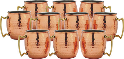 

Veda Home & Lifestyle VEDA COPPER HAMMERED MULE MUG SET Copper Mug(4500 ml, Pack of 10), Brown
