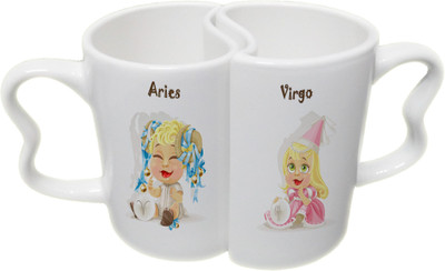 

Ucard Aries and Virgo Zodiac Sign Couple Bone China, Ceramic, Porcelain Mug(325 ml), Multicolor