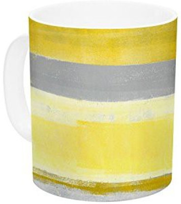 

Kess InHouse InHouse CarolLynn Tice Lemon Yellow Gray Ceramic Coffee, 11 oz, Multicolor Ceramic Mug(60 ml)