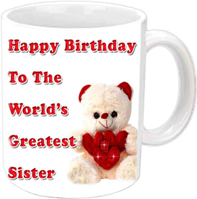 

Raj Laxmi sisters love cute teddy white Ceramic Mug(350 ml)