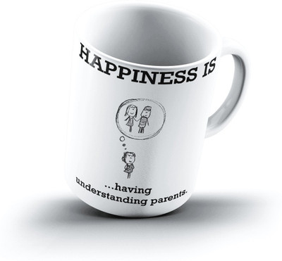 

Ucard Happiness Is2144 Bone China, Ceramic, Porcelain Mug(325 ml), Multicolor