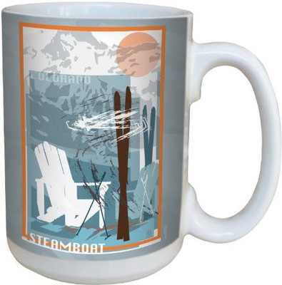 

Tree-Free Greetings Greetings lm43087 Graphic Steamboat Ski Design by Mike Rangner Ceramic with Full-Sized Handle, 15-Ounce, Multicolored Ceramic Mug(60 ml), Multicolor
