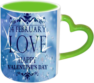 

Raj Laxmi Blue Love Green Handle Valentine Ceramic Mug(350 ml)