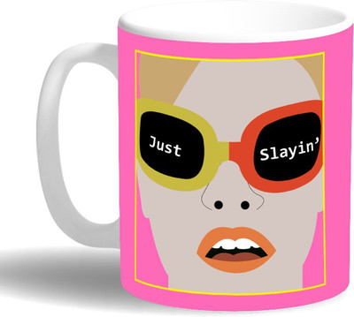 

PRINT OPERA Just Slay In Ceramic Mug(330 ml), Multicolor