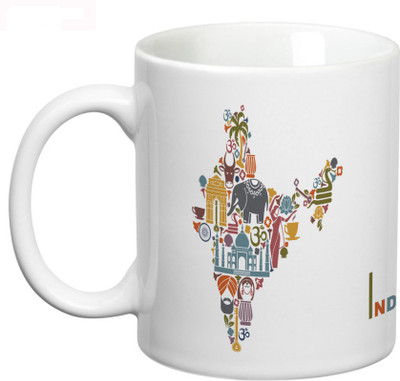 

Prithish India Map Ceramic Mug(330 ml), Multicolor