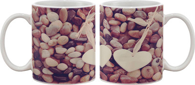 

Artifa Hearts On Stones Porcelain, Ceramic Mug(350 ml), Multicolor