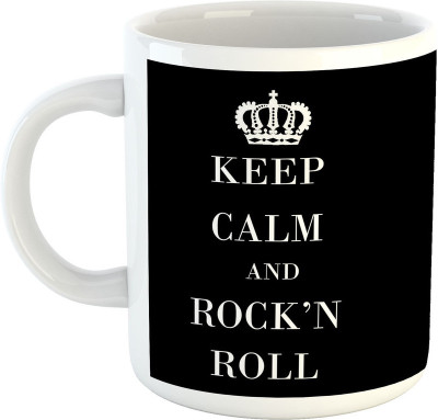 

Deeher Gifts Keep calm and rock and roll Ceramic Mug(330 ml), Black;white