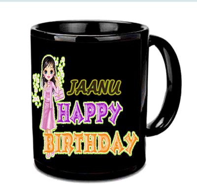 

Raj Laxmi Happy B'day Jaanu Black Ceramic Mug(3.5 ml)