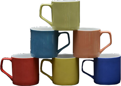 

Bharat Double Color Series Director Bone China Mug(180 ml, Pack of 6), Multicolor