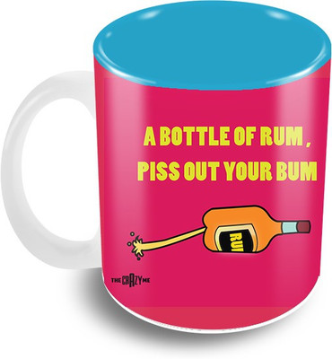 The Crazy Me A Bottle of Rum Ceramic Mug(325 ml), Multicolor