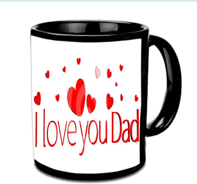 

Raj Laxmi I Love You Daddy With Nice Hearts Design Multicolor Ceramic Mug(350 ml), Black