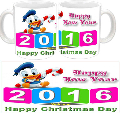 

Raj Laxmi DONALD DUCK NEW YEAR Ceramic Mug(350 ml), White