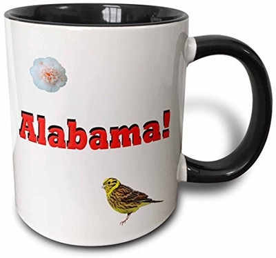 

3dRose Alabama Two Tone Black, 11 oz, Black/White Ceramic Mug(60 ml), Multicolor