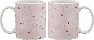 

Artifa Red Heart Pink Texture Porcelain, Ceramic Mug(350 ml), Multicolor