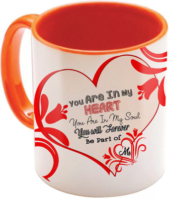 

SKY TRENDS Valentine Gift for Girlfriend Love Printed I Love U Forever Perfect for Her Him Wife Fiance Anniversary And Birthday STGD187 Ceramic Mug(325 ml), Orange