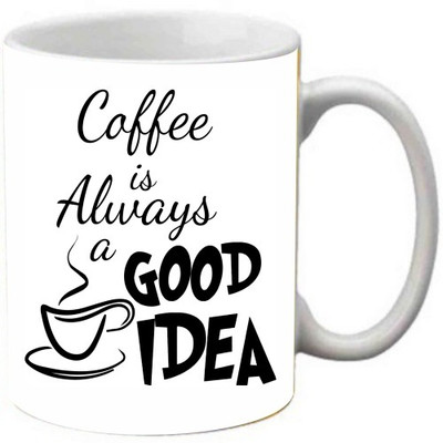 Maison N Mode Coffee Is Always A Good Idea Black Coffee Ceramic Mug(330 ml), Multicolor