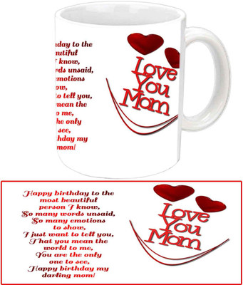 

Raj Laxmi smiley hearts mom b'day white Ceramic Mug(350 ml)