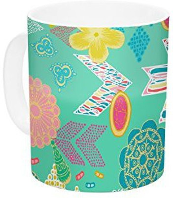 

Kess InHouse InHouse Anneline Sophia Aztec Boho Emerald Teal Rainbow Ceramic Coffee, 11 oz, Multicolor Ceramic Mug(60 ml)