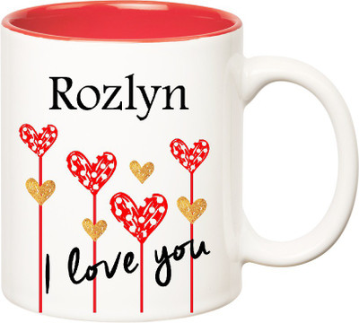 

Huppme I Love You Rozlyn Inner Red (350 ml) Ceramic Mug(350 ml), Red;white