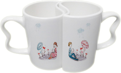 

Ucard Valentines Day Love Letter Couple Bone China, Ceramic, Porcelain Mug(325 ml), Multicolor