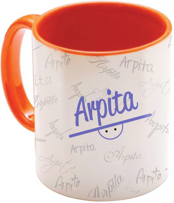 

SKY TRENDS Arpita Birthday Gift Orange Coffee 350 ML Ceramic Mug(350 ml), Multicolor