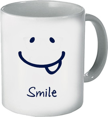 

DESIGNER CASES Smile Coffee White Plain Coffee Ceramic Mug(320 ml), Multicolor
