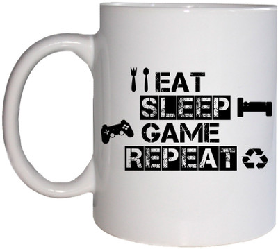 

Deeher Gifts - Eat - Sleep- Game - Repeat - Best Gift Gamers Ceramic Mug(350 ml), Multicolor