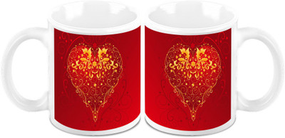 

Homesogood Sparkling Valentine's Day (Set Of 2) Ceramic Mug(325 ml, Pack of 2)