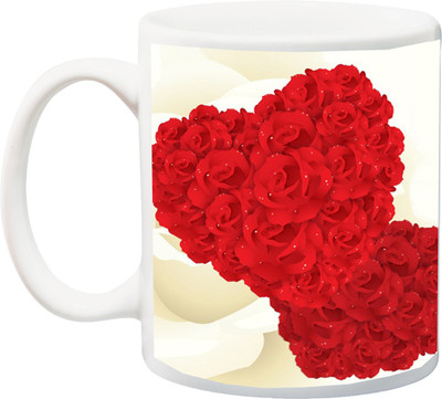 

ME&YOU Gift for Happy New Year 2017 Red Rose printed Ceramic Mug(325 ml), Multicolor