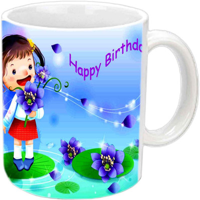 

Raj Laxmi water flowers white Ceramic Mug(350 ml)