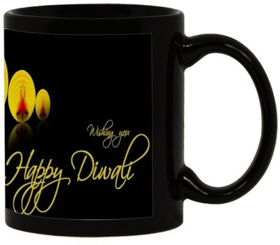 

Lolprint 104 Diwali Gift Black Ceramic Mug(325 ml)