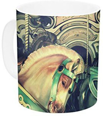 

Kess InHouse InHouse Robin Dickinson Carousel Green Horse Ceramic Coffee, 11 oz, Multicolor Ceramic Mug(60 ml)