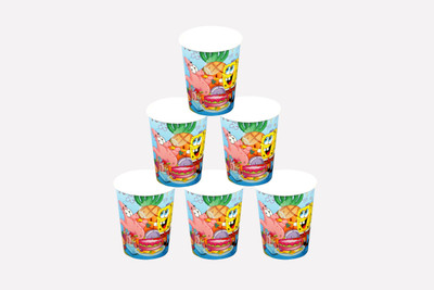

Funcart Spongy Bob Paper Mug(250 ml, Pack of 6), Multicolor