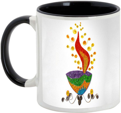 

AllUPrints Diwali Gifts - Fulfill Your Dearest Dreams On Deepawali Ceramic Mug(325 ml), Black