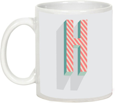 

AllUPrints Retro Design Alphabet Letters "H" Ceramic Mug(325 ml), White