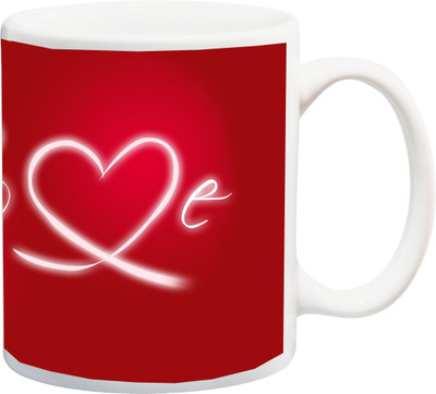 

ME&YOU Special Color Red Beautifull Love 3D printed Ceramic Mug(325 ml), Multicolor