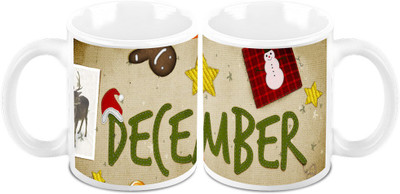 

Homesogood December Christmas Collage Ceramic Mug(325 ml, Pack of 2)