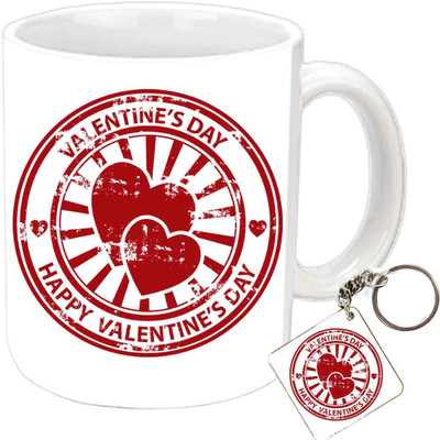 

Raj Laxmi valentine hearts wheel white Ceramic Mug(393 ml)