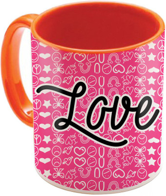 

SKY TRENDS Valentine Gift for Girlfriend Love Printed I Love U Forever Perfect for Her Him Wife Fiance Anniversary And Birthday STGD214 Ceramic Mug(325 ml), Orange