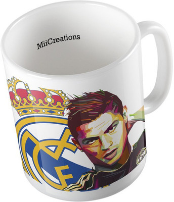 

MiiCreations Printed Ronaldo Football Club Ceramic Mug(325 ml), Multicolor