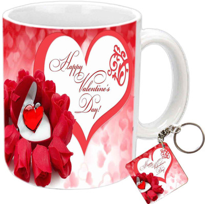 

Raj Laxmi Heart frame valentine white Ceramic Mug(396 ml)