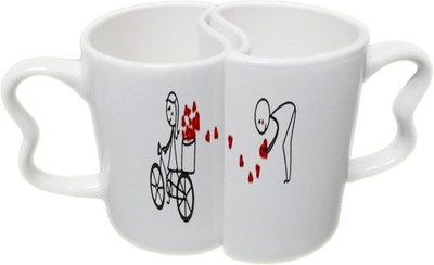 

Ucard Valentines Day Pick Pieces Love Couple Bone China, Ceramic, Porcelain Mug(325 ml), Multicolor