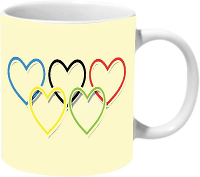

Mooch Wale Heart Olympics Ceramic Mug(325 ml), Multicolor